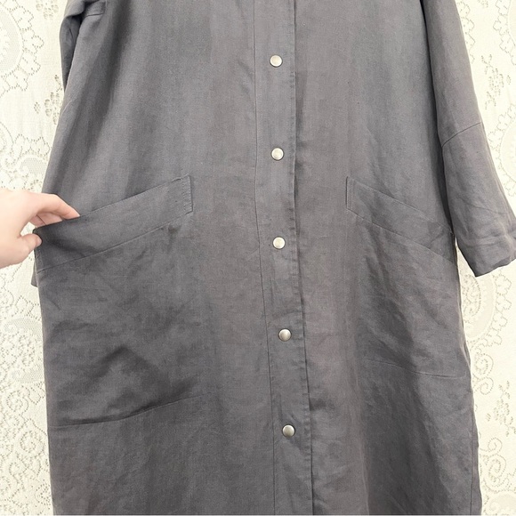 J. Jill Linen Hooded Long Jacket in Gray - Picture 3 of 10